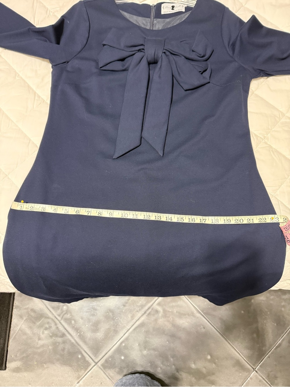 Dainty Jewells Navy Bow-Front Long Sleeve Sheath Dress - Picture 8 of 8
